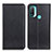 Leather Case Stands Flip Cover Holder N01P for Motorola Moto E30 Black