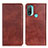 Leather Case Stands Flip Cover Holder N01P for Motorola Moto E30 Brown