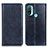 Leather Case Stands Flip Cover Holder N01P for Motorola Moto E40 Blue