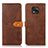 Leather Case Stands Flip Cover Holder N01P for Motorola Moto G Power (2021) Brown