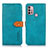 Leather Case Stands Flip Cover Holder N01P for Motorola Moto G10 Cyan