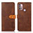 Leather Case Stands Flip Cover Holder N01P for Motorola Moto G20 Brown