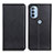 Leather Case Stands Flip Cover Holder N01P for Motorola Moto G41 Black