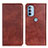 Leather Case Stands Flip Cover Holder N01P for Motorola Moto G41 Brown