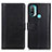 Leather Case Stands Flip Cover Holder N02P for Motorola Moto E30 Black