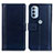 Leather Case Stands Flip Cover Holder N02P for Motorola Moto G41 Blue