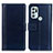 Leather Case Stands Flip Cover Holder N02P for Motorola Moto G60s Blue