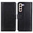 Leather Case Stands Flip Cover Holder N02P for Samsung Galaxy S23 Plus 5G Black
