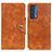 Leather Case Stands Flip Cover Holder N03P for Motorola Moto Edge (2021) 5G Brown