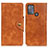 Leather Case Stands Flip Cover Holder N03P for Motorola Moto G50 Brown