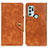 Leather Case Stands Flip Cover Holder N03P for Motorola Moto G60s Brown