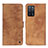 Leather Case Stands Flip Cover Holder N03P for Oppo A53s 5G Brown