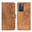 Leather Case Stands Flip Cover Holder N03P for Oppo Reno6 5G Brown