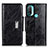 Leather Case Stands Flip Cover Holder N04P for Motorola Moto E20 Black