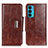 Leather Case Stands Flip Cover Holder N04P for Motorola Moto Edge 20 5G Brown