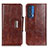 Leather Case Stands Flip Cover Holder N04P for Motorola Moto Edge (2021) 5G Brown