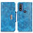 Leather Case Stands Flip Cover Holder N04P for Motorola Moto G Pure Sky Blue