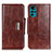 Leather Case Stands Flip Cover Holder N04P for Motorola Moto G22 Brown