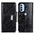 Leather Case Stands Flip Cover Holder N04P for Motorola Moto G41 Black