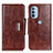 Leather Case Stands Flip Cover Holder N04P for Motorola Moto G41 Brown