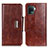 Leather Case Stands Flip Cover Holder N04P for Oppo A94 4G Brown