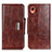 Leather Case Stands Flip Cover Holder N04P for Samsung Galaxy A22 5G SC-56B Brown