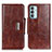 Leather Case Stands Flip Cover Holder N04P for Samsung Galaxy M13 4G Brown