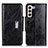 Leather Case Stands Flip Cover Holder N04P for Samsung Galaxy S21 5G Black