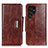 Leather Case Stands Flip Cover Holder N04P for Samsung Galaxy S23 Ultra 5G Brown