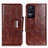 Leather Case Stands Flip Cover Holder N04P for Xiaomi Poco F4 5G Brown