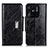 Leather Case Stands Flip Cover Holder N04P for Xiaomi Redmi 10C 4G Black