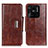 Leather Case Stands Flip Cover Holder N04P for Xiaomi Redmi 10C 4G Brown