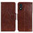 Leather Case Stands Flip Cover Holder N05P for Huawei Honor X5 Brown