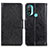 Leather Case Stands Flip Cover Holder N05P for Motorola Moto E30 Black