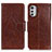 Leather Case Stands Flip Cover Holder N05P for Motorola Moto E32s Brown