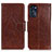 Leather Case Stands Flip Cover Holder N05P for Motorola Moto G 5G (2022) Brown