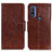Leather Case Stands Flip Cover Holder N05P for Motorola Moto G Pure Brown