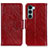 Leather Case Stands Flip Cover Holder N05P for Motorola Moto G200 5G Red