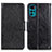 Leather Case Stands Flip Cover Holder N05P for Motorola Moto G22 Black
