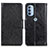 Leather Case Stands Flip Cover Holder N05P for Motorola Moto G41 Black