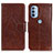 Leather Case Stands Flip Cover Holder N05P for Motorola Moto G41 Brown