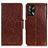 Leather Case Stands Flip Cover Holder N05P for Oppo A74 4G Brown