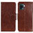 Leather Case Stands Flip Cover Holder N05P for Oppo A94 4G Brown