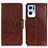 Leather Case Stands Flip Cover Holder N05P for Oppo Reno7 Pro 5G Brown