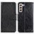 Leather Case Stands Flip Cover Holder N05P for Samsung Galaxy S22 5G Black