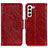 Leather Case Stands Flip Cover Holder N05P for Samsung Galaxy S22 5G Red