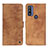 Leather Case Stands Flip Cover Holder N06P for Motorola Moto G Pure Brown