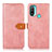 Leather Case Stands Flip Cover Holder N07P for Motorola Moto E20 Pink