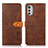 Leather Case Stands Flip Cover Holder N07P for Motorola Moto E32s Brown