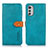 Leather Case Stands Flip Cover Holder N07P for Motorola Moto E32s Cyan